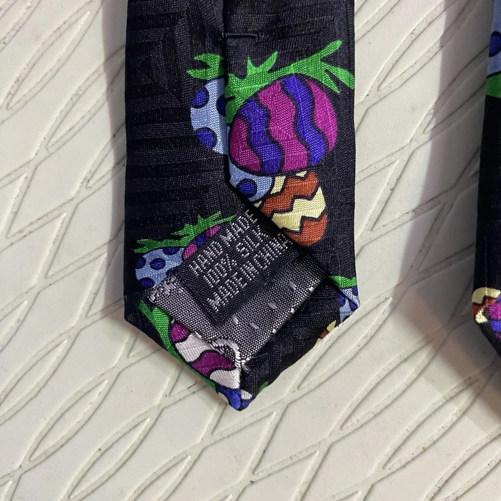 Keith Daniels Black W/COLORED EASTER EGGS Holiday‎ Silk Neck Tie 61